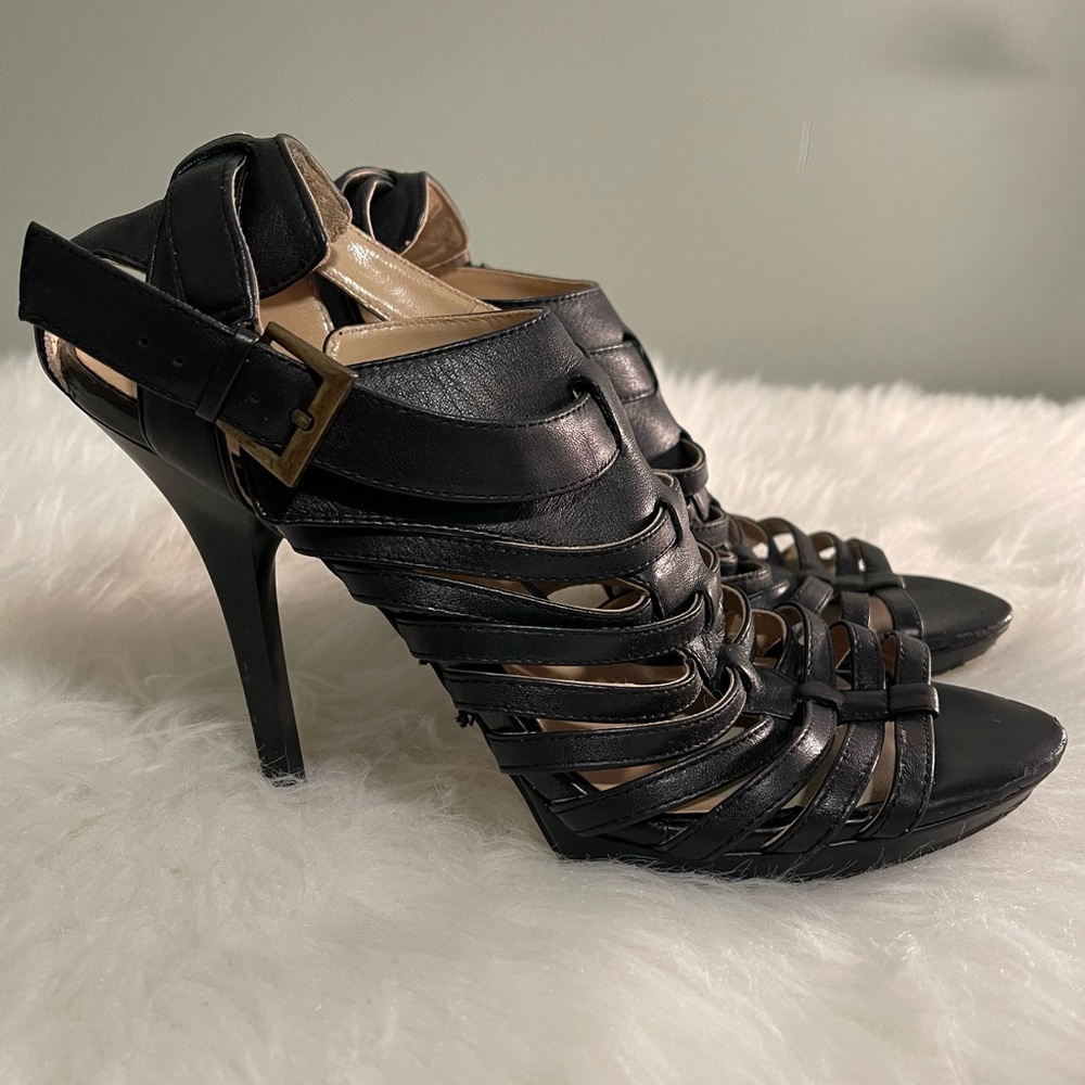 Strappy black heels